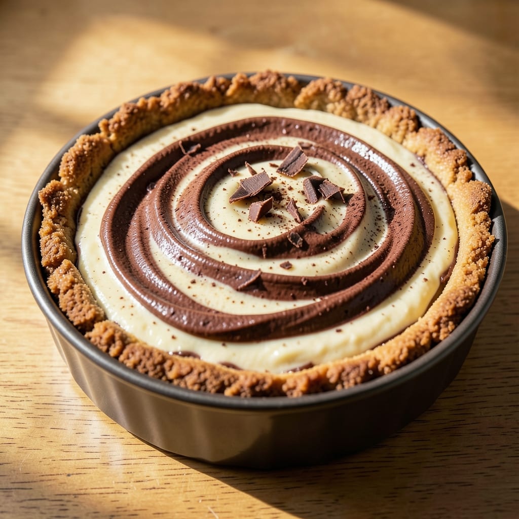Baked Chocolate Swirl Cheesecake Recipe: Swirled Molten Center With Crispy Graham Base