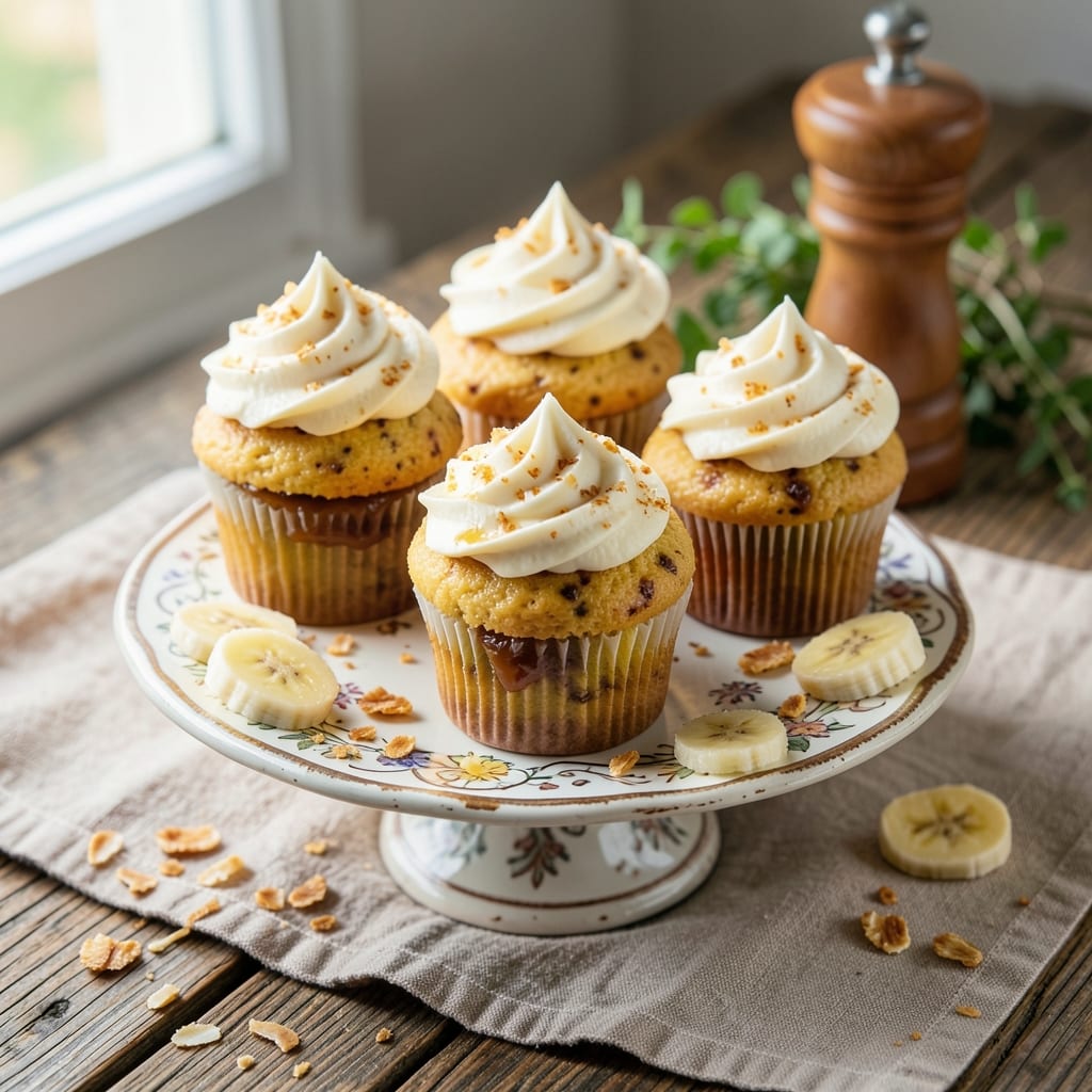 Banana Coconut Cupcakes Recipe: Tropical Vanilla Swirls and Toasted Coconut Crunch