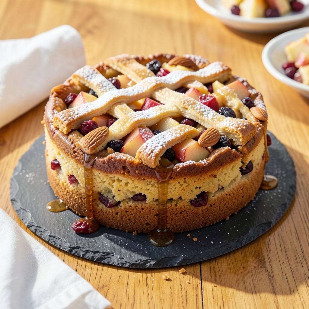 Apple And Fruit Cake Recipe: Spiced Fruit Layers With Buttery Streusel Top