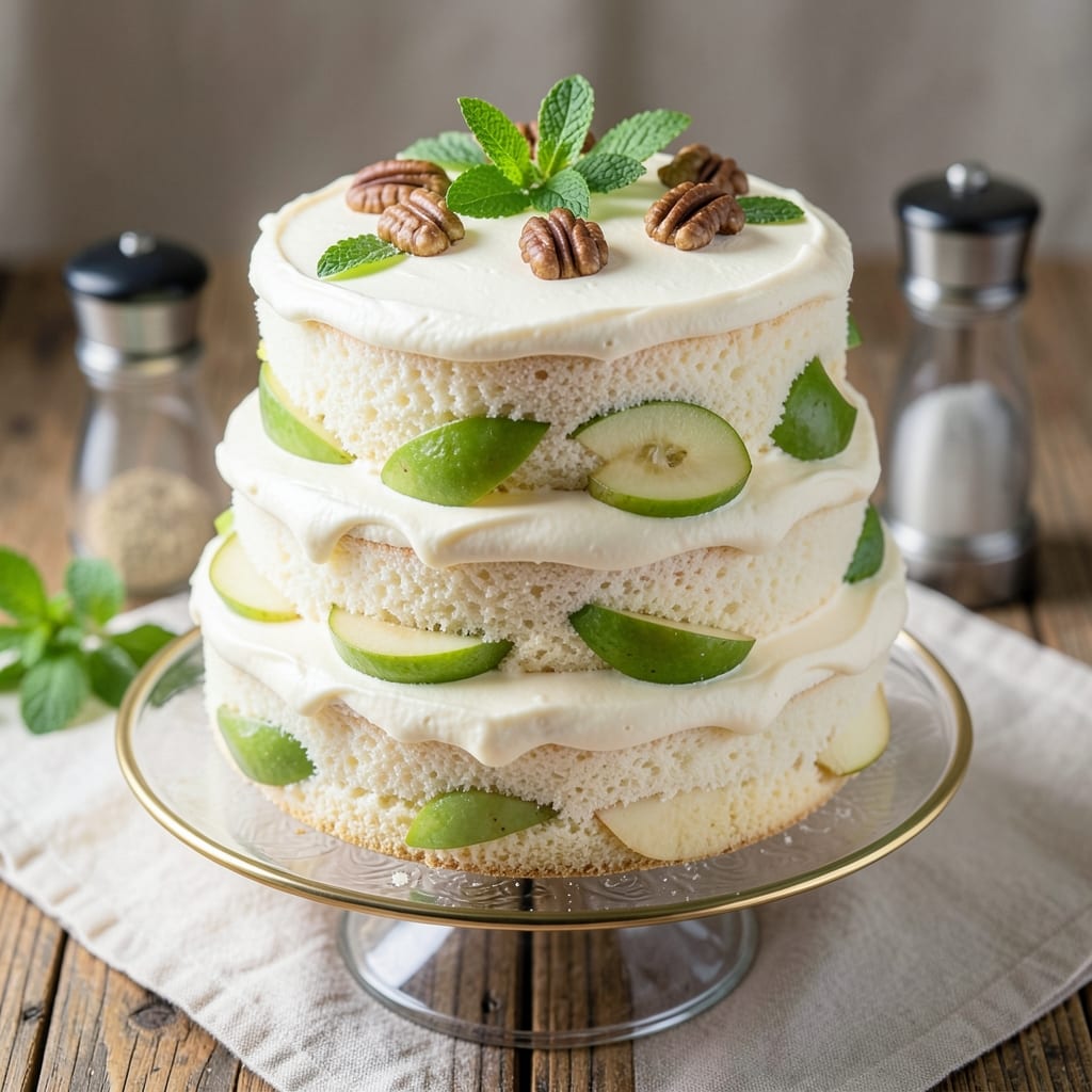 Angel Food Waldorf Cake Recipe: Light-as-Air Layers With Walnut-Caramel Crunch