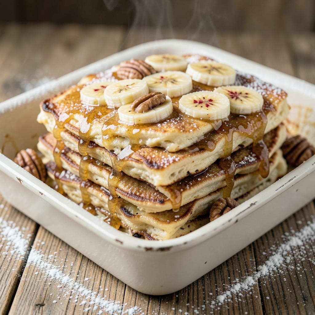 Banana Pancake Bake Recipe: Fluffy Stacks With Caramelized Banana Swirls