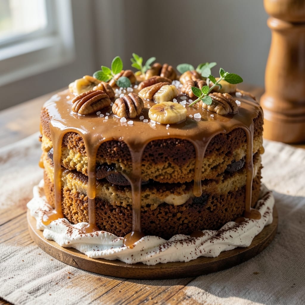 Banana Caramel Crunch Cake Recipe: Three-Layer Magic With Toasted Nut Topping