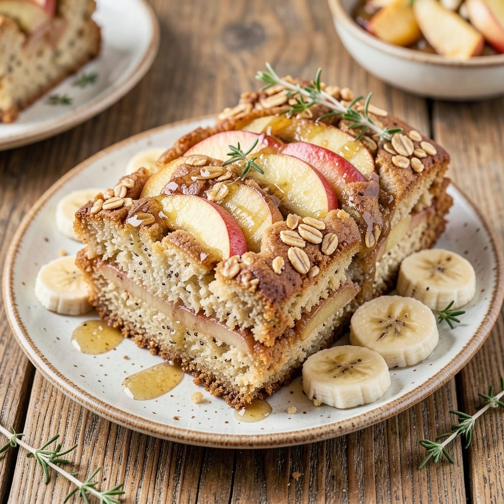 Apple Banana Oat Cake Recipe: Spiced Fruit Layers With Nutty Streusel Crunch