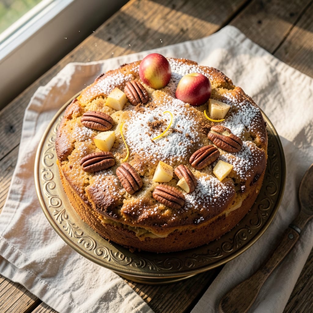 Apple Pecan Spice Cake Recipe: Warm Vanilla-Infused Layers with Crunchy Nut Topping