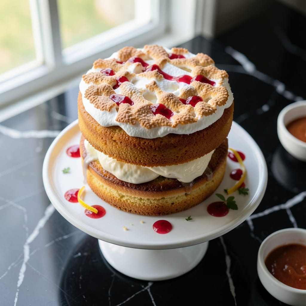 Baked Alaska Cake Recipe: Flambéed Grandeur With Vanilla Bean Swirls