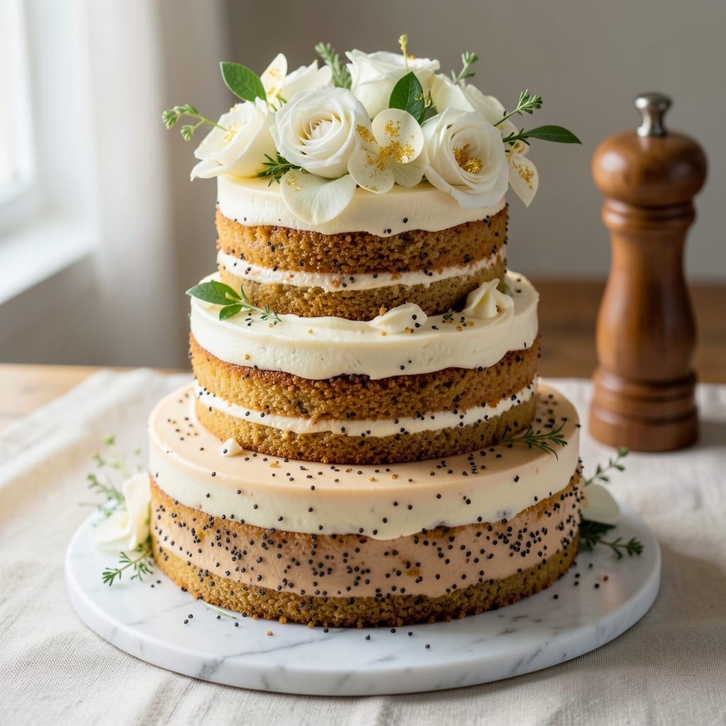 Almond Poppy Seed Wedding Cake Recipe: Elegant Layers with Nutty Crunch and Creamy Frosting
