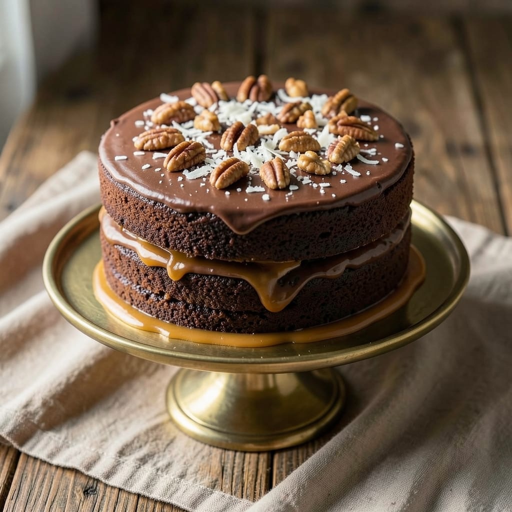 Award-Winning German Chocolate Cake Recipe: Boozy Rum Swirls and Crispy Pecan Crown