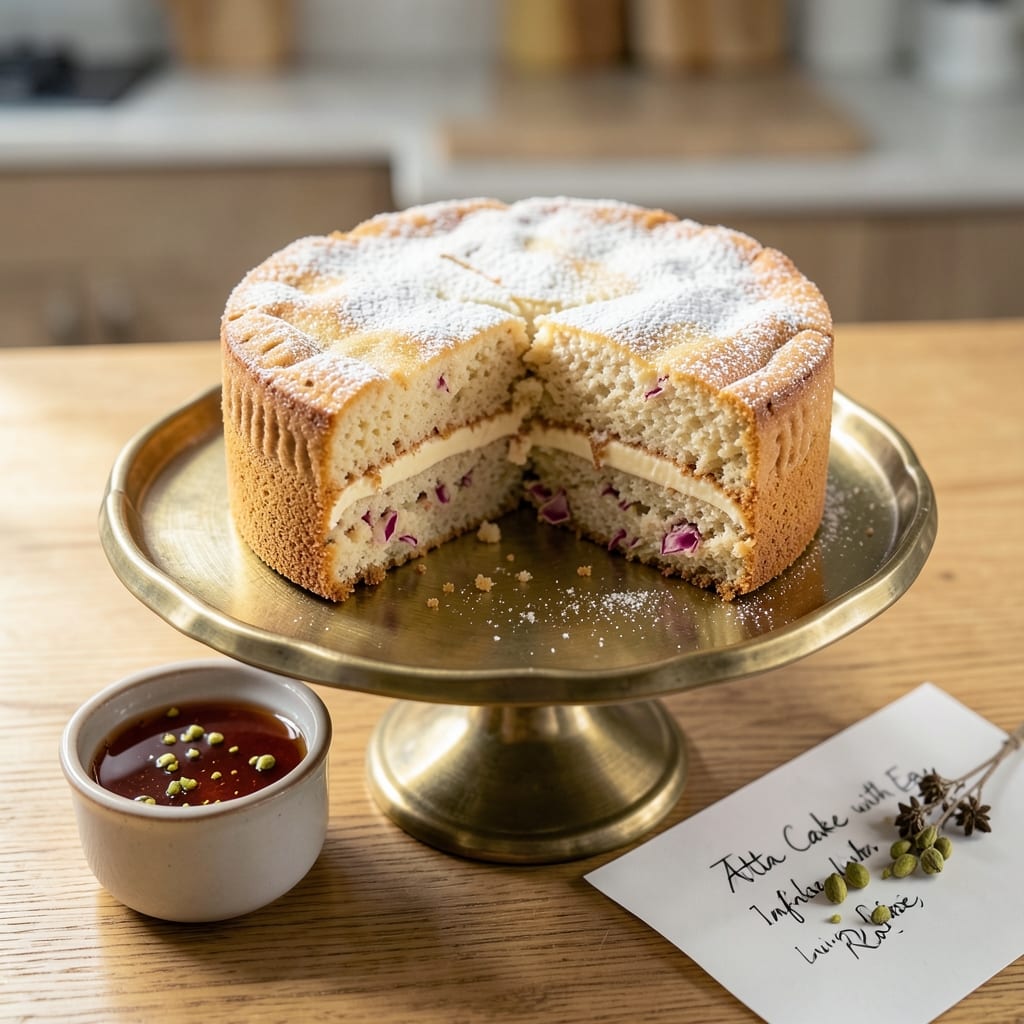 Atta Cake Recipe with Egg: Fragrant Rosewater Layers and Silky Texture